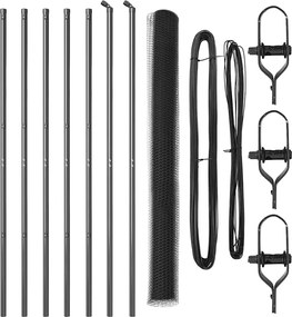 vidaXL Stâlp de gard. Gri 10 x 1,6 m (plasă de 13 mm) Oțel și PVC