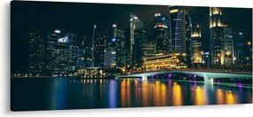 Tablou - Singapore noaptea (120x50 cm)