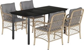 vidaXL Set mobilier pentru grădină, 5 piese, cu perne, bej, poliratan