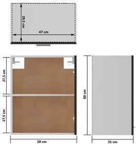 Dulapuri suspendate, 2 buc., negru extralucios, 50x31x60cm, PAL negru foarte lucios, Dulap suspendat 50 cm 2 buc., 1