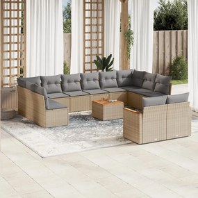 vidaXL Set canapele de grădină, 13 piese, cu perne, bej, poliratan