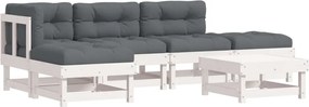vidaXL Set mobilier relaxare grădină&perne 6 piese alb lemn masiv pin