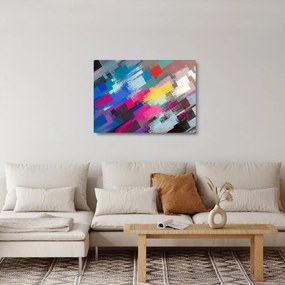 Tablou pe sticlă - Dungi colorate cu pensula (70x50 cm)