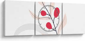 Tablou - Abstracție florală roz N⁰3 (cu ceas) (90x30 cm)