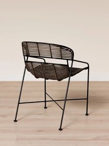 Scaun maro din metal si rattan, "Zeyra"