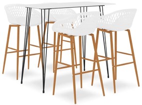 vidaXL Set mobilier de bar, 5 piese, alb