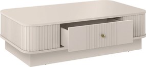 Măsuță de cafea Vesper 103x60 cm cu sertar pe plintă - cashmir / mâner auriu