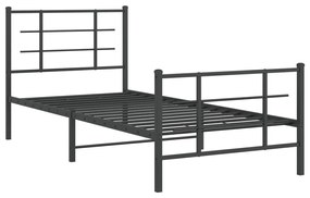 355571 vidaXL Cadru pat metalic cu tăblii de cap/picioare, negru, 90x190 cm