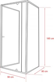 Flexi perete montat pătrat cabină de duș 90x90 cm fără tavă de duș negru