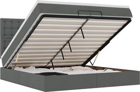 vidaXL Cadru de pat otoman cu saltele țesătură gri închis 200x200cm