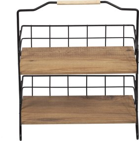 Etajera baie SHELF ELSE, stejar/negru, PAL melaminat/metal, 32x15x42 c