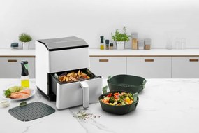 Cos pentru friteuza cu aer cald Lekue 1009495, 25x25 cm, -20°C / +220°C, Silicon, Fara BPA, Gri