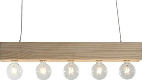 Lustră suspendată din lemn, maro deschis, 30 x 80 x 10 cm, „Gerberoy”