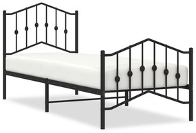 373798 vidaXL Cadru pat metalic cu tăblii de cap/picioare  negru, 80x200 cm