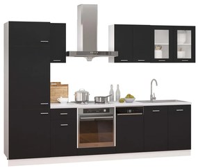 3067640 vidaXL Set dulapuri bucătărie, 8 piese, negru, lemn prelucrat