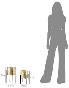 Set 2 suporturi pentru ghivece Mauro Ferretti Glissy, înălțime 38 cm, auriu