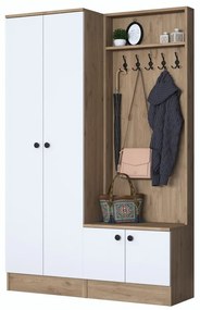 Set mobilier pentru hol alb/cu aspect de lemn de nuc Theresa – Kalune Design