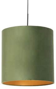 Lampă suspendată cu nuanță de velur verde cu auriu - Combi