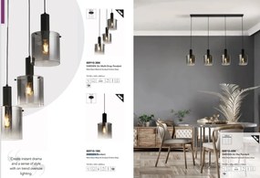 Lustra moderna cu 4 pendule Sweden negru, fumuriu
