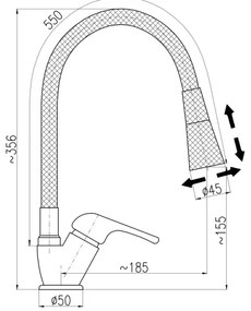 RAV Slezák SA006.0/13 - Baterie pentru chiuvetă SAZAVA 35,6 cm negru/crom lucios