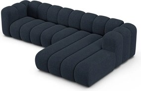 Colțar albastru închis cu tapițerie din chenille (cu colț pe partea dreaptă/cu șezlong) Lupine – Micadoni