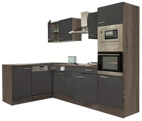 Mobilă de bucătărie de colț Yorki 280, corp stejar Yorki, față antracit satinat