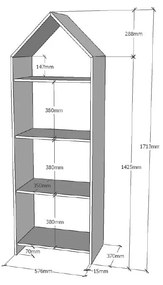 Bibliotecă Vipack Casami, 57 x 171 cm, alb