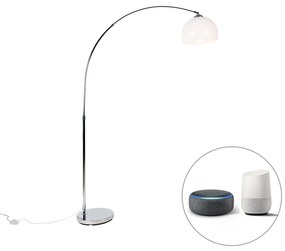 Lampă cu arc inteligent cromat cu abajur alb inclusiv Wifi A60 - Arc Basic