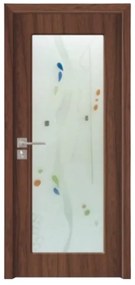 Usa Interior din MDF Novo Doors ND110, Cadru din Lemn Masiv, Geam Sablat, KIT COMPLET, Toc , Manere si balamale incluse (Culoare: Crem, Toc: Reglabil