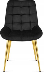 OFERTA Scaun de catifea neagra BERA cu picioare aurii II. calitate