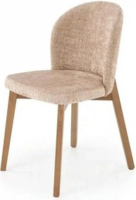 Scaun BASSO, bej - Cremona 14/nuc, stofa catifelata/lemn, 48x56x86 cm
