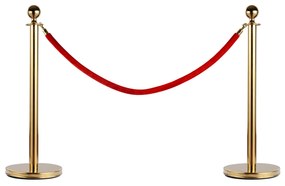 Separator de coloane format din 2 stalpi din otel inoxidabil si un cablu de flanela Ф32x95cm auriu, rosu HOMCOM | Aosom Romania