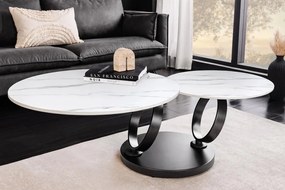 Masuta de cafea moderna cu doua blaturi rotative din ceramica DANCING RINGS 80-135cm