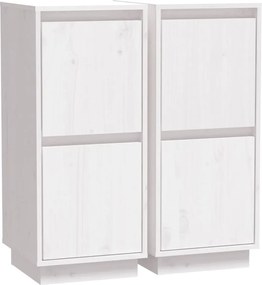 vidaXL Servante, 2 buc., alb, 31,5x34x75 cm, lemn masiv de pin