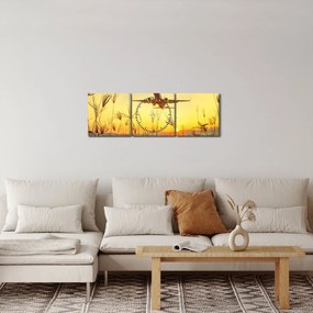 Tablou cu avionul ridicându-se spre zbor (cu ceas) (90x30 cm)