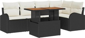 vidaXL Set de canapele pentru grădină cu pernă 6 pcs negru și crem