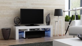 Mazzoni Masă RTV MILANO 130 + LED alb/negru, cu sertar