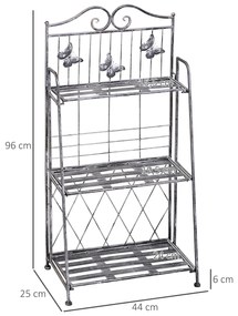 Outsunny Rafturi pentru Plante cu 3 Nivele, Suport Ghivece pentru Grădină, Balcon, Interior, 44x25x96 cm, Gri Argintiu | Aosom Romania