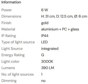 Aplica LED baie iluminat elegant IP44 Fayette H-31cm