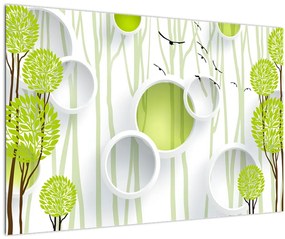 Tablou cu abstracție și copaci (90x60 cm)