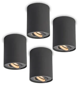 Set de 4 spoturi rotative și orientabile gri închis - Rondoo up