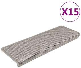 vidaXL Covorașe autoadezive scări, 15 buc., argintiu, 65x21x4cm, sisal