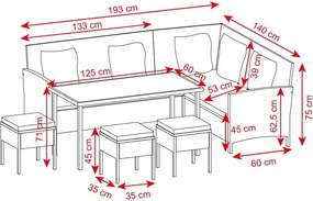 Set mobilier de grădină din ratan pe colț ALTEA - Maro