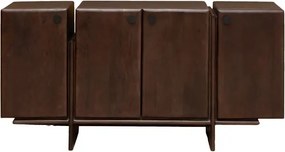 Comodă din lemn de mango și metal, cu 4 uși, maro antichizat, finisaj mat, 160×40×80, „Mogadi"