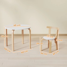 AIYAPLAY Set Masă și Scaune pentru Copii 3-8 Ani 5 piese cu Margini Rotunjite din Lemn Alb | Aosom Romania