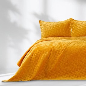 Cuvertură galbenă matlasată din catifea 240x260 cm Laila – Restilo