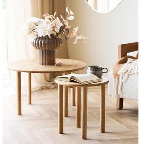Măsuță de cafea în culoare naturală rotundă din lemn de stejar ø 70 cm Jena – House Nordic