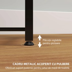 HOMCOM Set Masă de Toaletă cu Oglindă, Sertar și Scaun Căptușit, Alb | Aosom Romania