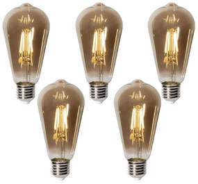 Set 5 becuri E27 dimbare LED lamp ST64 smoke glas 5W 450 lm 2700K