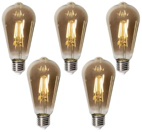 Set de 5 becuri LED E27 dimabile ST64 sticlă fumurie 5W 450 lm 2700K